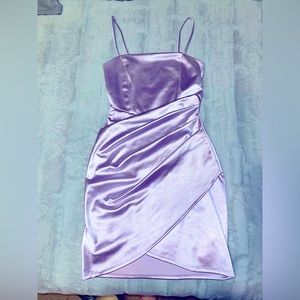 Lilac metallic layered formal mini body con dress